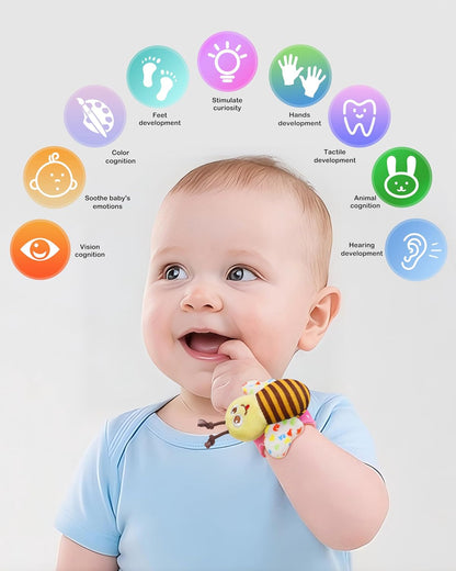 Wrist Rattle Socks and Foot Finder Set, Infant Girl Boy Toys for Babies 0-36 Months, Newborn Hand & Foot Toys for 0 to 3 Years, Baby Shower Gifts Set