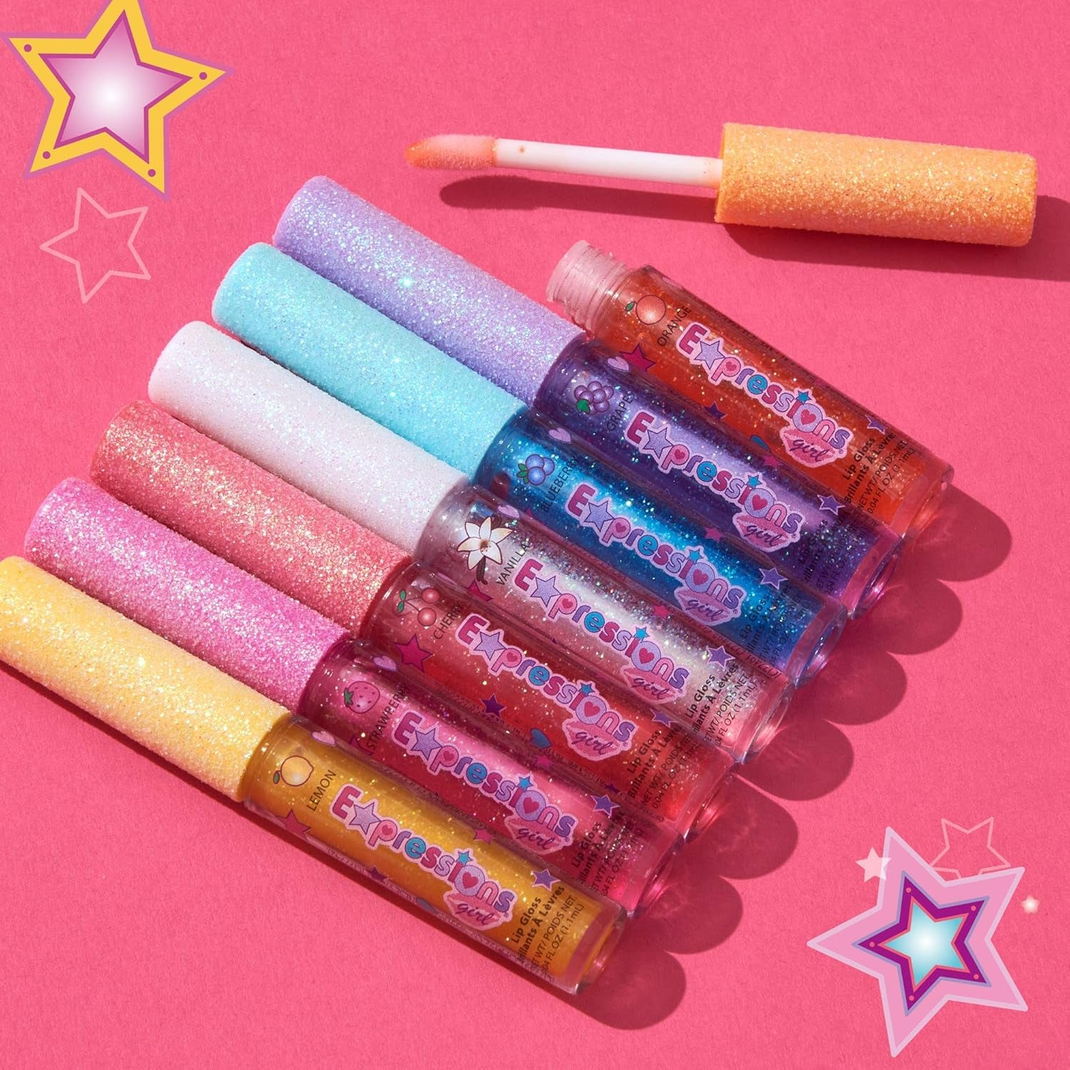 7Pc Fruity Flavored Lip Gloss Set – Assorted Fruit Flavor Lip Glosses | Non-Toxic Kids Makeup | Fun Shiny Lip Gloss Collection for Kids, Teens & Girls – Sweet & Glossy Lip Care