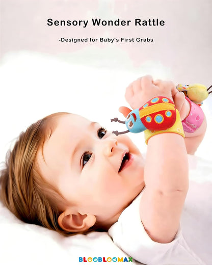 Wrist Rattle Socks and Foot Finder Set, Infant Girl Boy Toys for Babies 0-36 Months, Newborn Hand & Foot Toys for 0 to 3 Years, Baby Shower Gifts Set