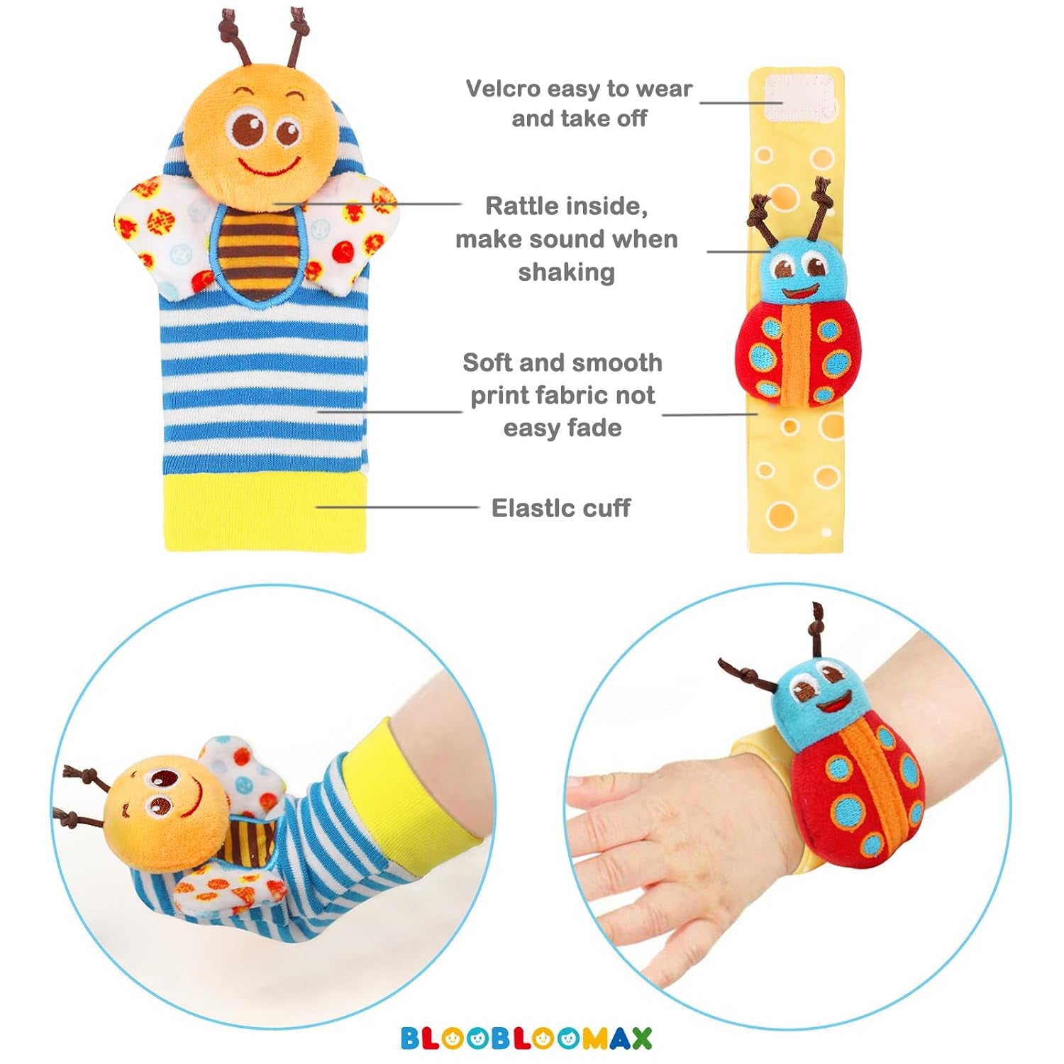 Wrist Rattle Socks and Foot Finder Set, Infant Girl Boy Toys for Babies 0-36 Months, Newborn Hand & Foot Toys for 0 to 3 Years, Baby Shower Gifts Set