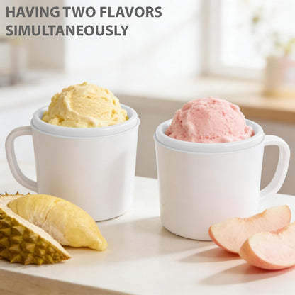 Ice Cream Maker Machine for Home Use, with Two Ice Cream Bowls,Simple Operation and Easy to Clean,White