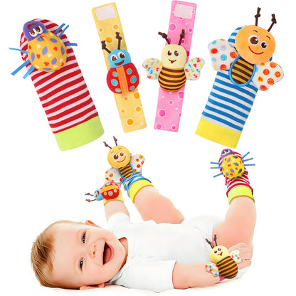 Wrist Rattle Socks and Foot Finder Set, Infant Girl Boy Toys for Babies 0-36 Months, Newborn Hand & Foot Toys for 0 to 3 Years, Baby Shower Gifts Set