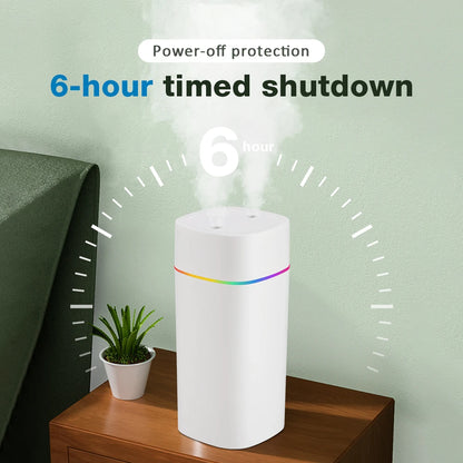 600ML Air Humidifier Double Spray Port Essential Oil Aromatherapy Diffuser Mute Atomizer Colorful Lights for Home Office Car