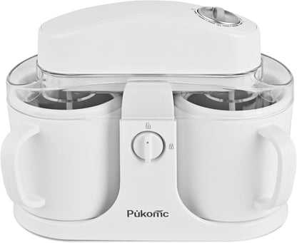 Ice Cream Maker Machine for Home Use, with Two Ice Cream Bowls,Simple Operation and Easy to Clean,White